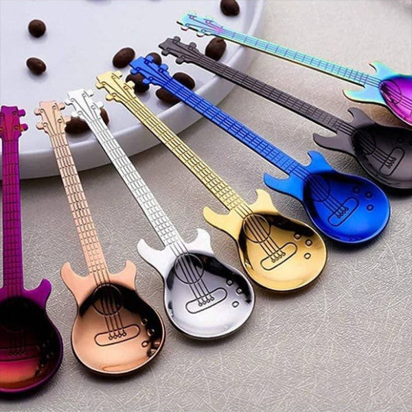 Guitar shaped coffee spoon, 4.72 in