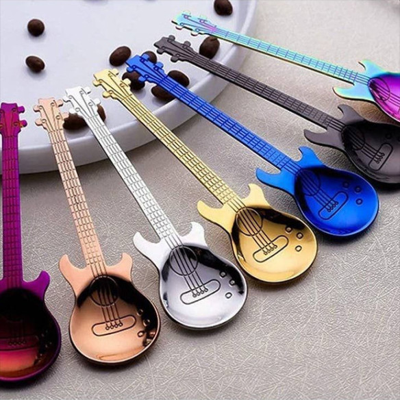 Guitar shaped coffee spoon, 4.72 in
