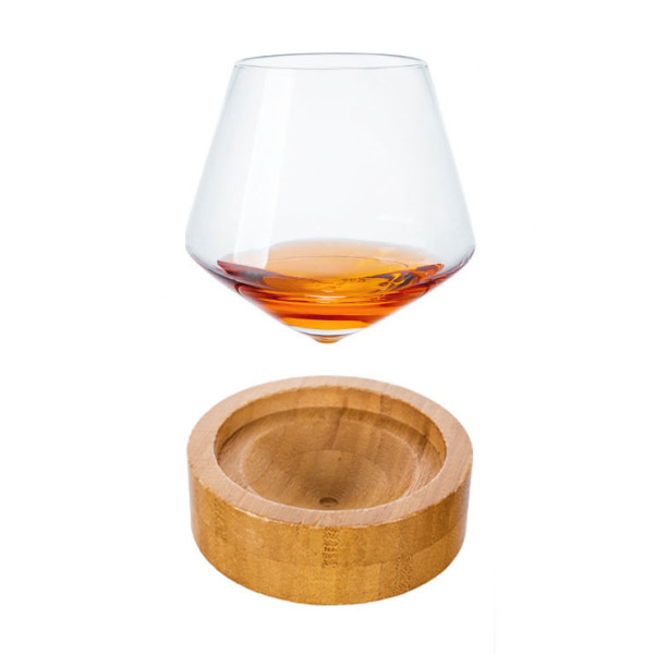 Molinet whisky glass with a wooden mount, 3.7x2.36 in