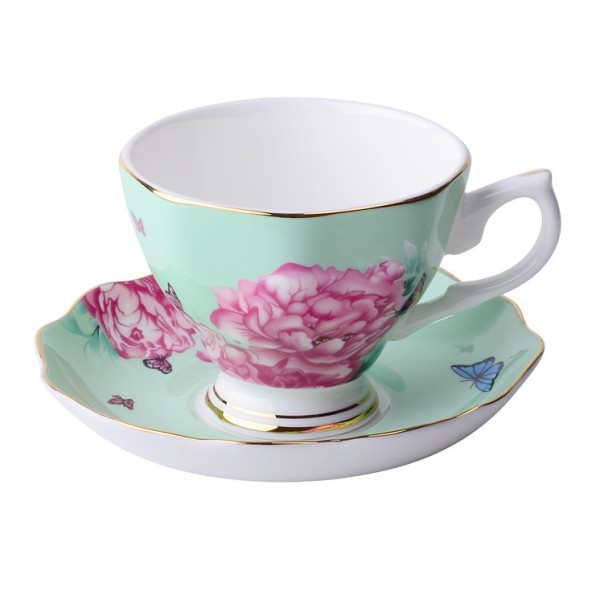 Lorane Peony bone china cup and saucer set, 2.83x3.54 in