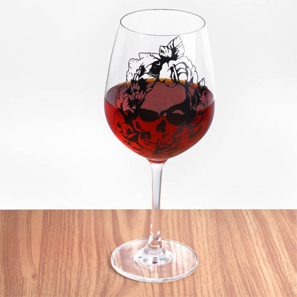 Skull wine glass, 9.25x2.95 in