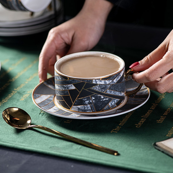 Diamant ceramic cup and saucer set, 2.32x3.35 in