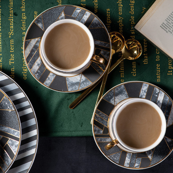 Diamant ceramic cup and saucer set, 2.32x3.35 in