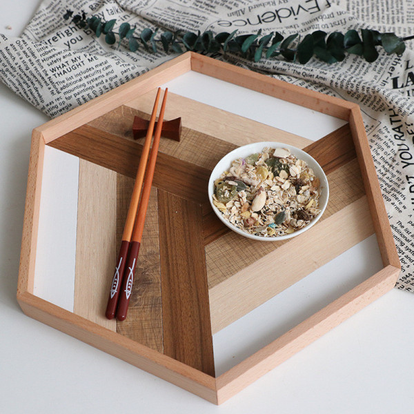 Strixxa hexagonal wooden tray,...