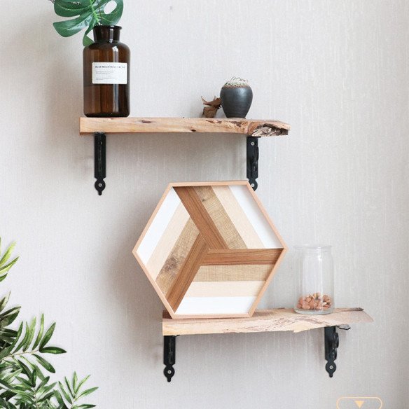 Strixxa hexagonal wooden tray, 13.39x11.81 in