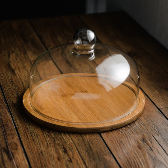 Meelar wooden tray with a glass cover, 11.3x6.7 in