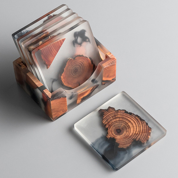 Orman square coasters set, 6 pcs and a holder