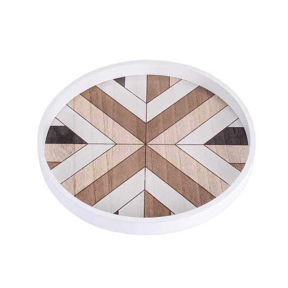 Yorgen round wooden tray, 11.81 in
