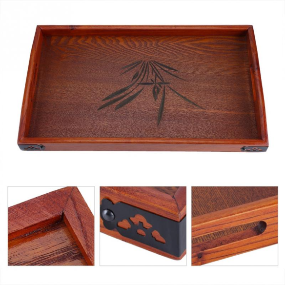 Ruoko large wooden tray, 17.72x10.63 in