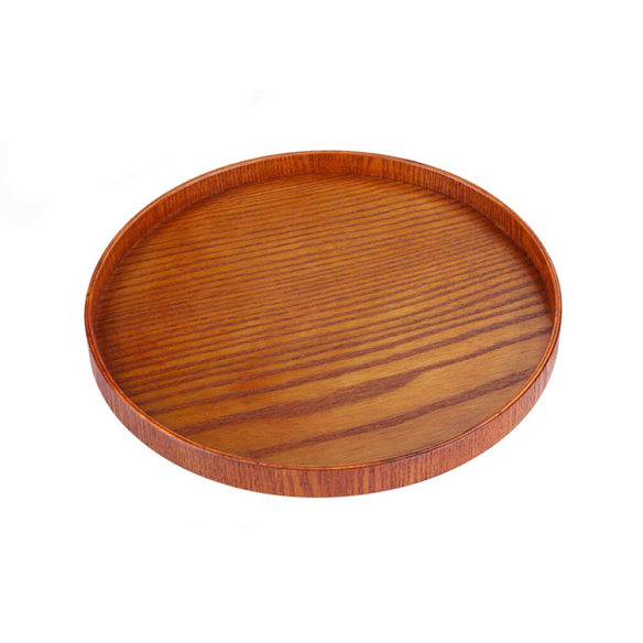 Bertean small round wooden tray, 9.75 in