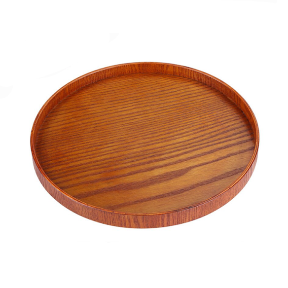 Bertean medium round wooden tray, 10.63 in