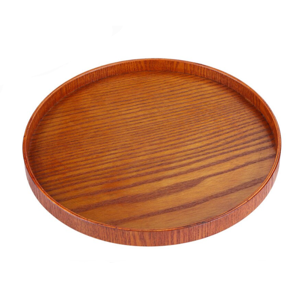 Bertean large round wooden tray, 13 in