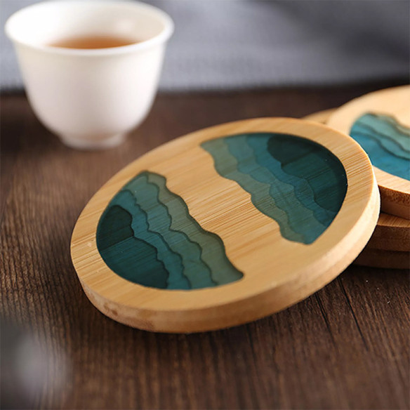 Kipho Bay-Bar round bamboo coaster, 3.54 in