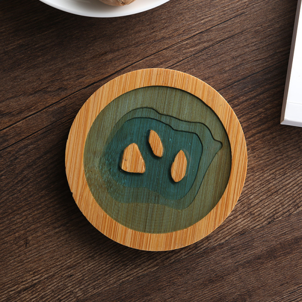 Kipho Reefs round bamboo coaster, 3.54 in