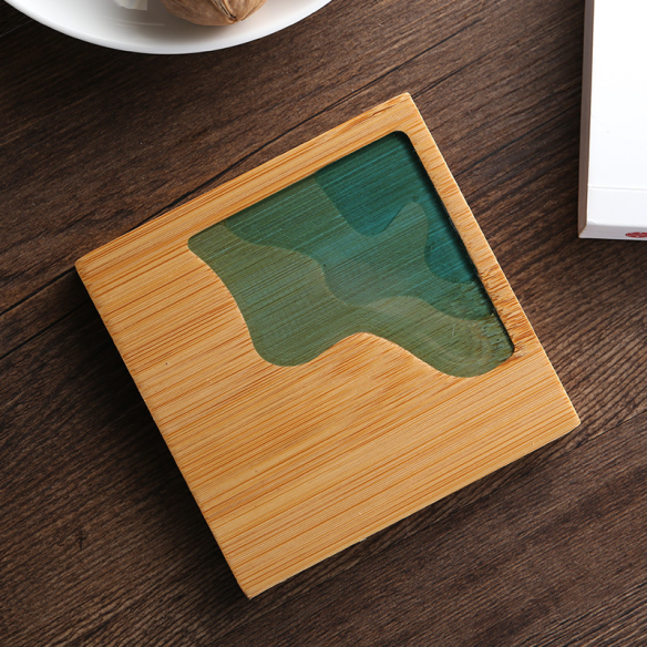 Kipho Coast square bamboo coaster, 3.54 in