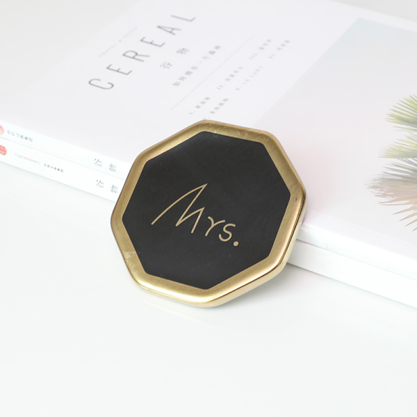 Mrs.Black octagonal ceramic coaster, 3.86 in