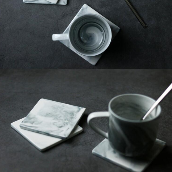 Imvi square ceramic coaster, 3.66 in