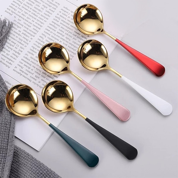 Daisy Gold stainless steel dessert spoon, 6.1 in