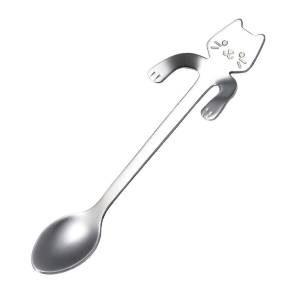 Pretty Kitty stainless steel coffee spoon, 4.53 in
