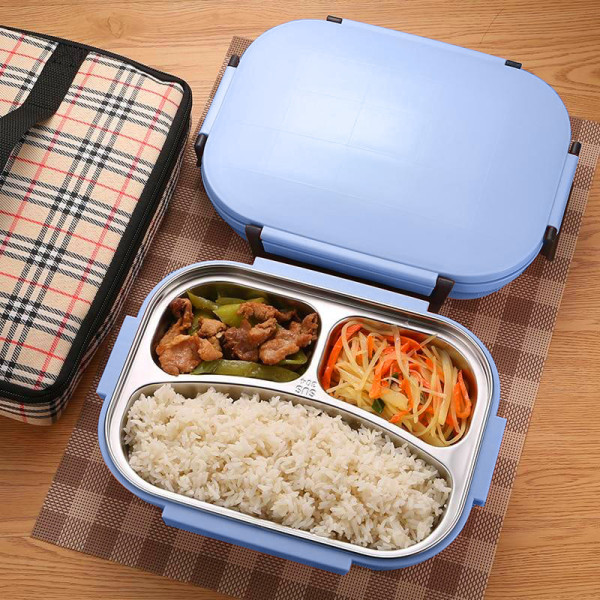 Minto 1-tier plastic lunch box, 3 compartments