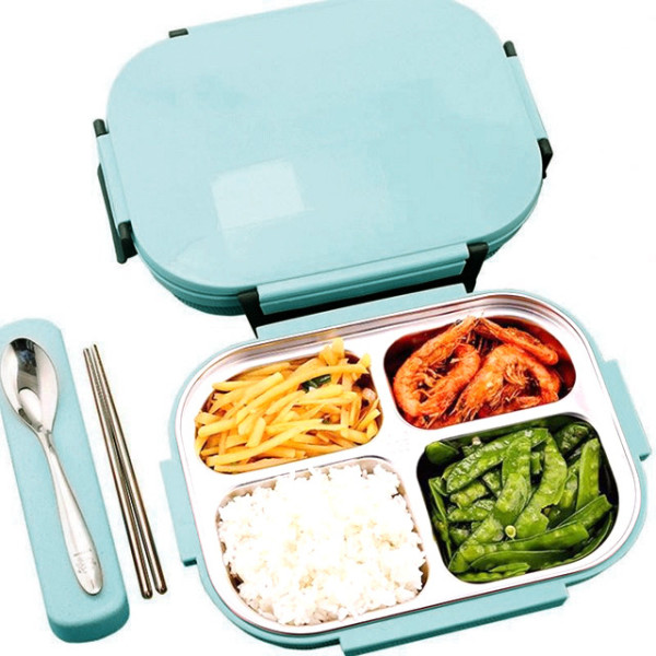 Minto 1-tier plastic lunch box, 4 compartments