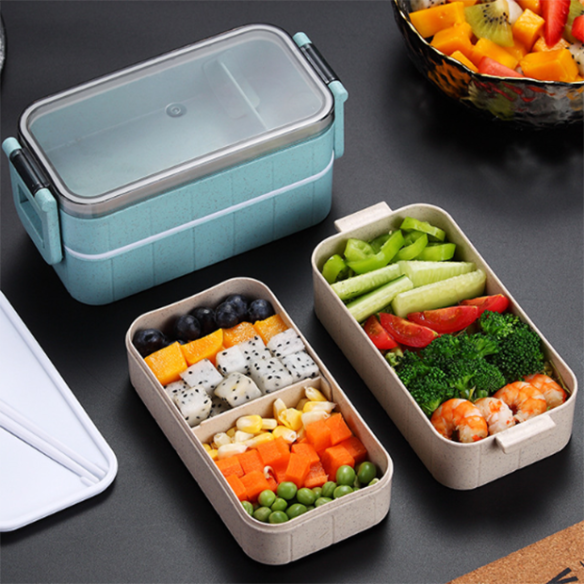 Ekko 2-tier wheat straw lunch box