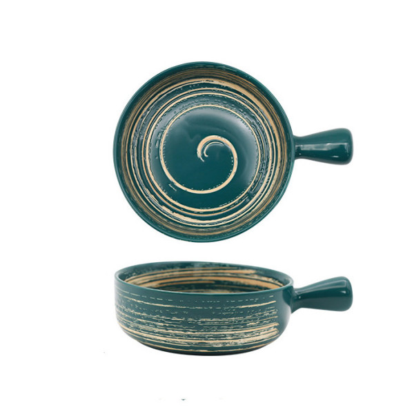 Swirlies ceramic bowl with a handle, 5.9x2.17 in