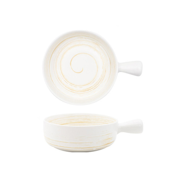 Swirlies ceramic bowl with a handle, 5.9x2.17 in