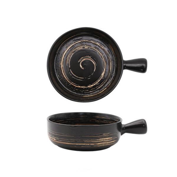 Swirlies ceramic bowl with a handle, 5.9x2.17 in