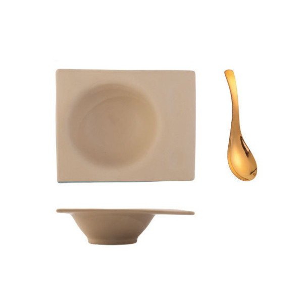 Kalap Series ceramic bowl with a spoon, 7.09x1.97 in