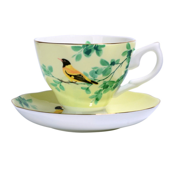 Lorane Happy Bird bone china cup and saucer set, 2.83x3.54 in