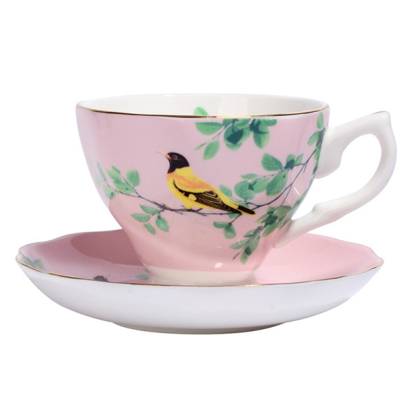 Lorane Happy Bird bone china cup and saucer set, 2.83x3.54 in