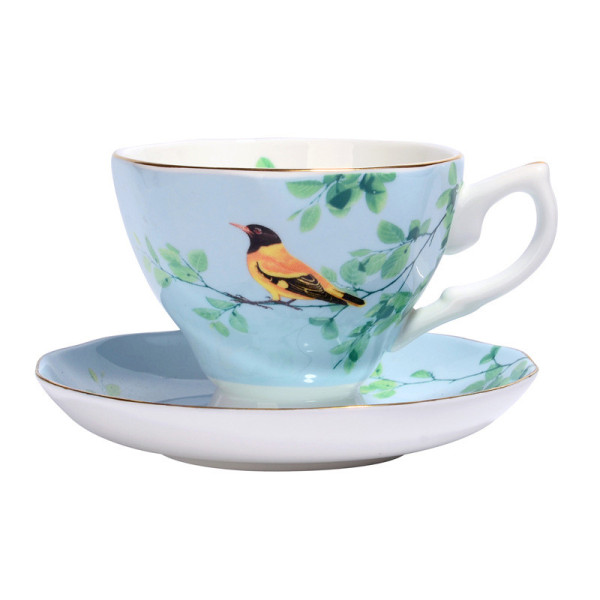Lorane Happy Bird bone china cup and saucer set, 2.83x3.54 in
