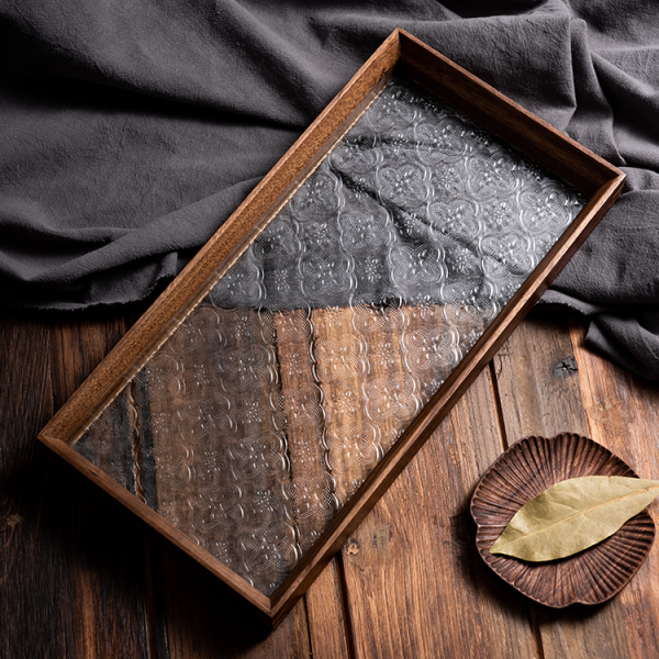 Milena rectangular glass tray,...