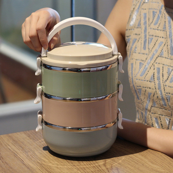Pastellite 3-tier stainless steel lunch box