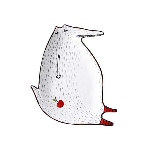 Keiki Sleeping Rat ceramic plate, 8.27x5.9 in
