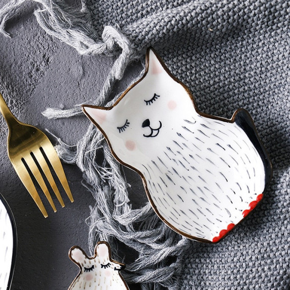 Keiki Kitty ceramic plate, 4.33x2.95 in