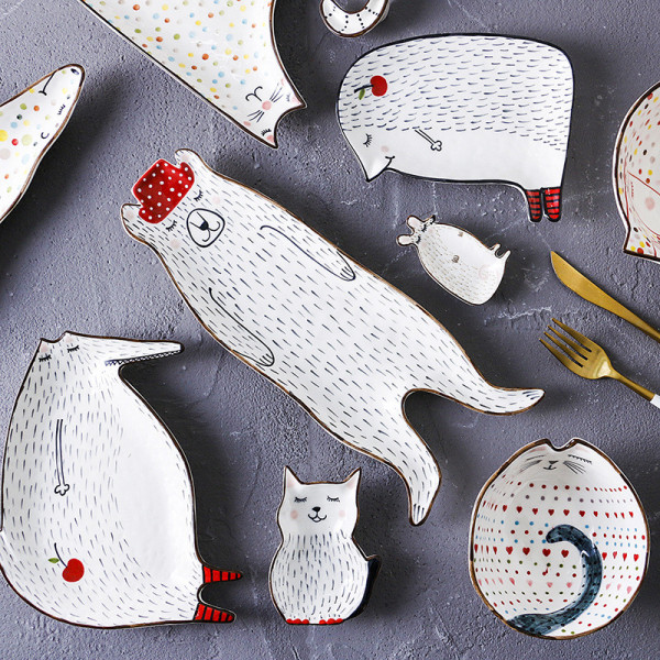 Keiki Bear ceramic plate, 12.6x8,11 in