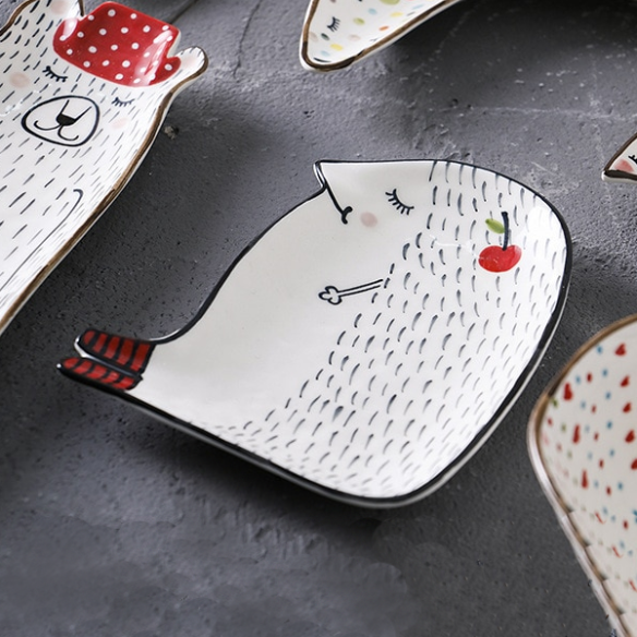 Keiki Hedgehog ceramic plate, 6.7x5.12 in