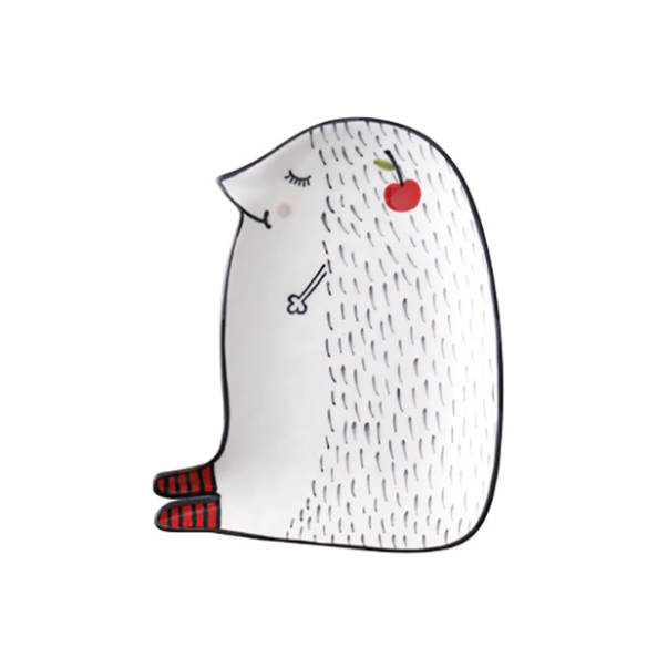 Keiki Hedgehog ceramic plate, 6.7x5.12 in