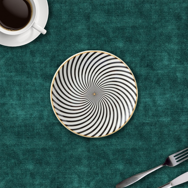 B&W Illusion ceramic dessert plate, 5.9 in