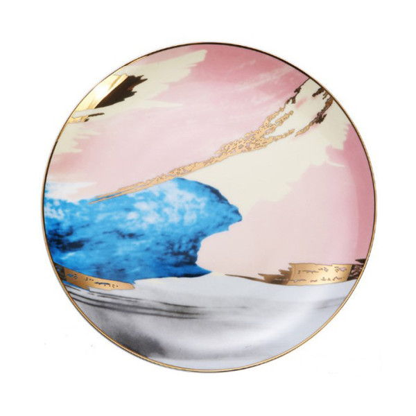 Watercolor Sunset ceramic plate, 8.07 in