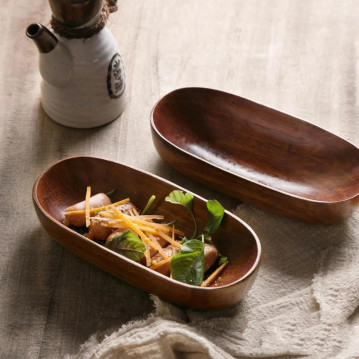 Acacia wooden canoe bowl,...