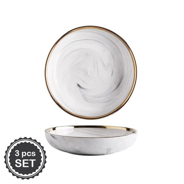 Tiffany 7.44-inch deep ceramic plates set, 3 pcs