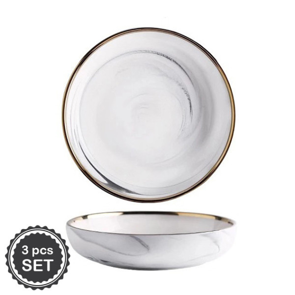 Tiffany Series 9 inch deep ceramic plates set,3 pcs