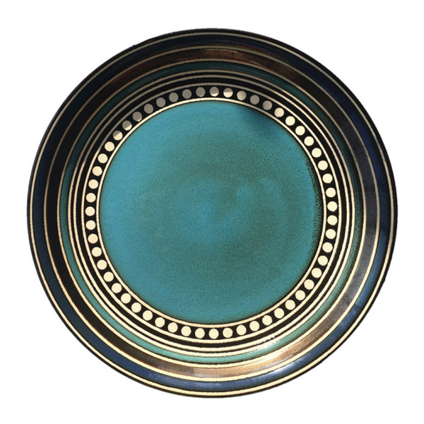 Varanasi Blue large ceramic plate, 10.47 in