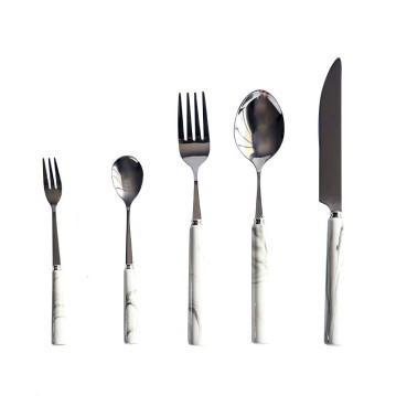 White Marble 5 pcs flatware...